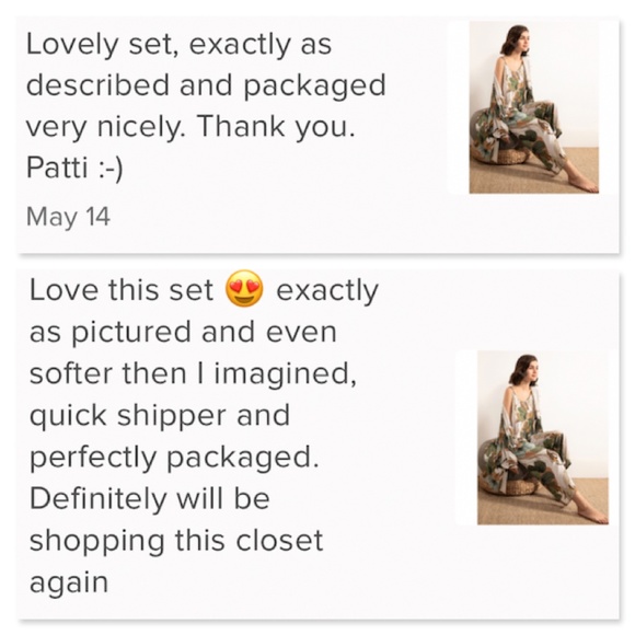 3 Piece Beige Green Floral Print Pajama Set - Picture 9 of 11